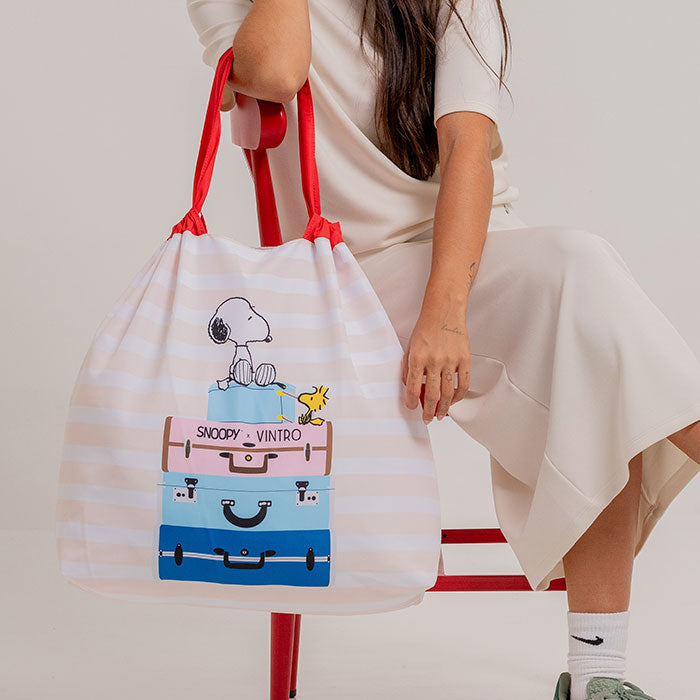 SNOOPY STRIPES FOLDABLE ECO-FRIENDLY BAG